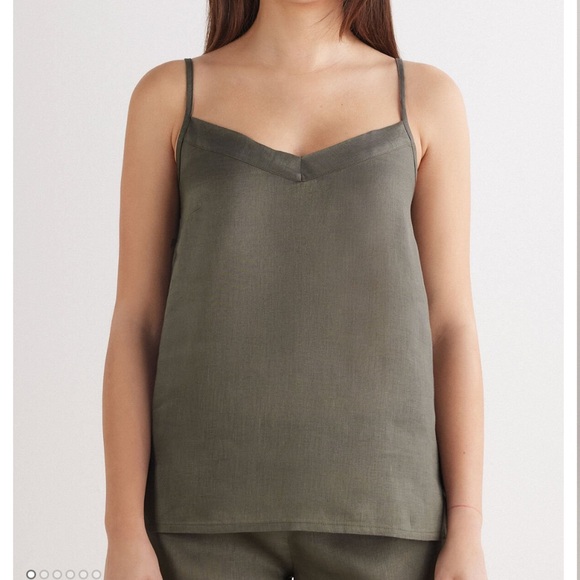 NWT Intimissimi Pure Linen Top in Safari Green - Picture 4 of 9